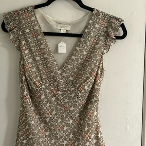 Anna Taylor loft lined short sleeve blouse size S